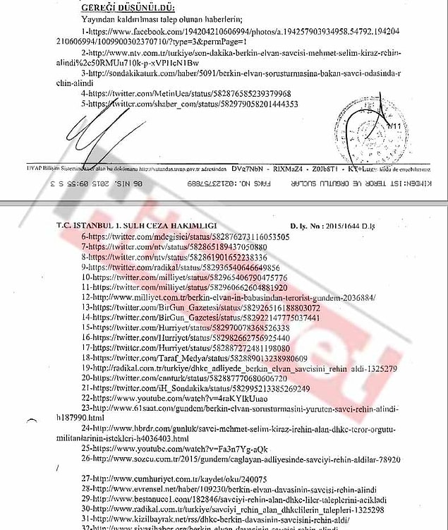 Erişim yasağı getirilen linklerin tam listesi açıklandı