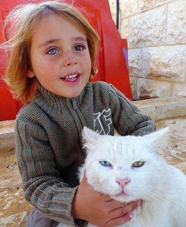 5. İsrailli bir çocuk ve kedisi.