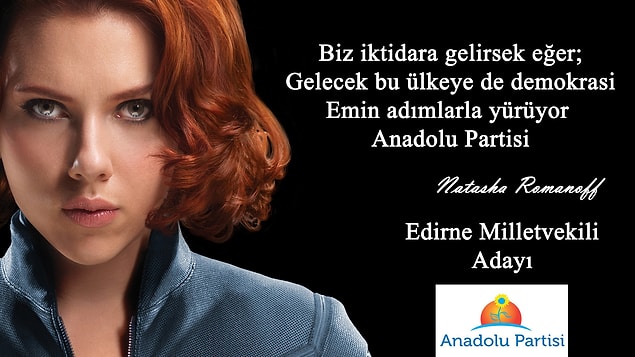 7. Natasha Romanoff - ANA PARTİ - EDİRNE MİLLETVEKİLİ ADAYI