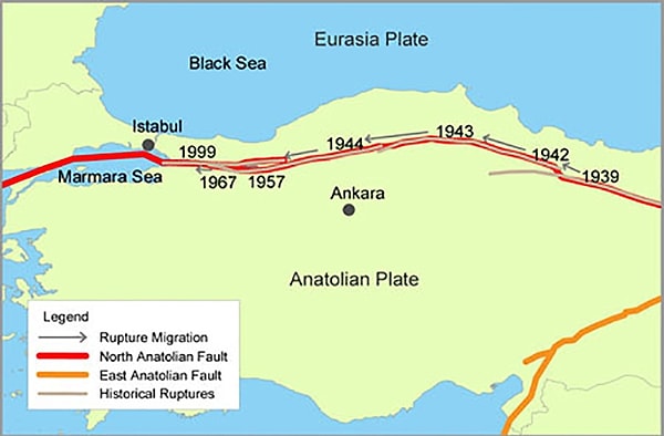 1939 yılından beri 7 büyük deprem.