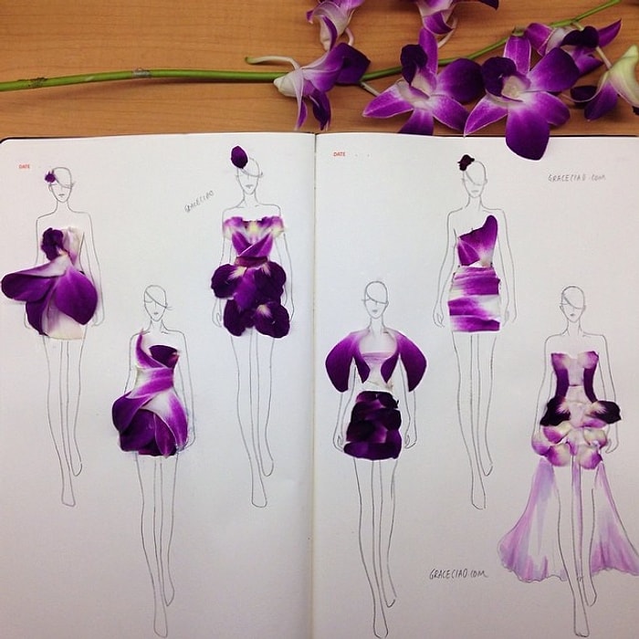 Çiçek Yapraklarıyla Harikalar Yaratan Moda İllustratorü