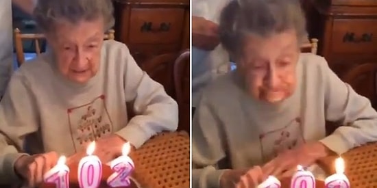 102. Yaşını Kutlayan Ninenin Mumları Üflerken Yaşadığı Ufak Sorun