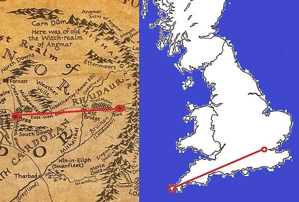 2. Bree şehrinden  Ayrıkvadi(Rivendell)’ye 90 saatte 482 km yürüdüler.