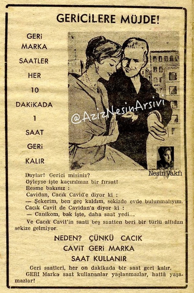 14. Gericilere müjde! Her 10 dk'da 1 saat geri kalan Geri Marka saatler...Zübük 1962