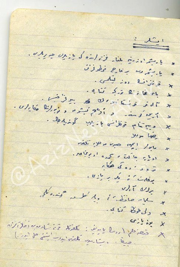 24. Arşivdeki yüzlerce 'yapılacak işler' notundan biri. 1966 Sovyetler gezisinden.