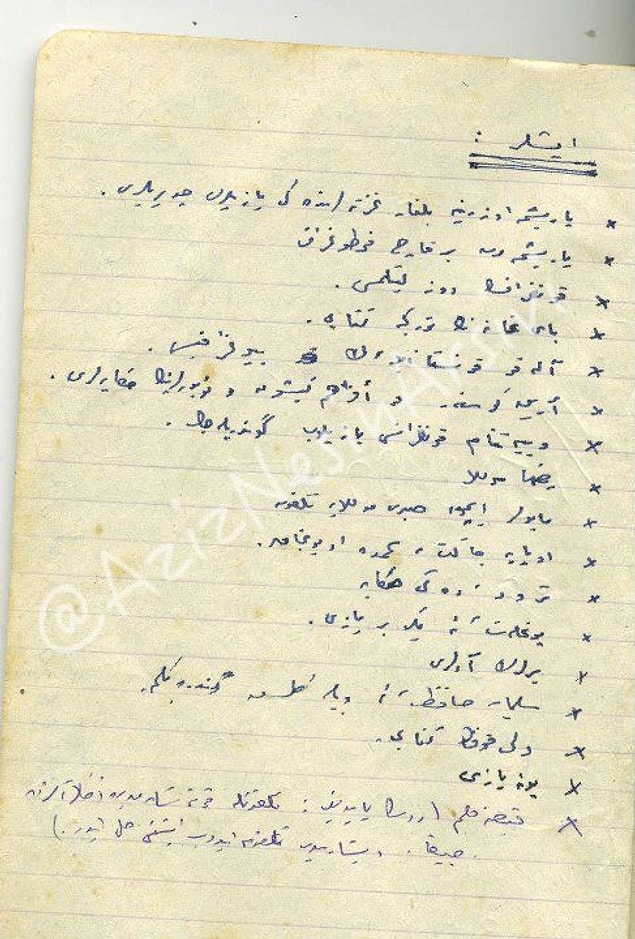 24. Arşivdeki yüzlerce 'yapılacak işler' notundan biri. 1966 Sovyetler gezisinden.