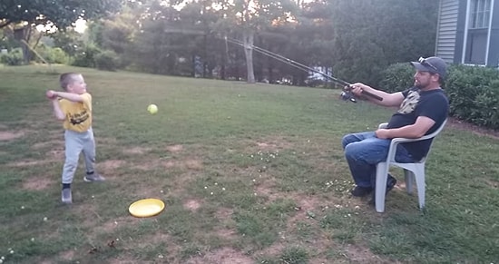 Üşengeç Babadan Zekice Buluş: Oltayla Beyzbol Oynamak