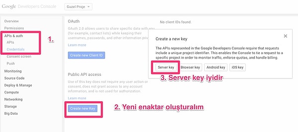 4. API'ye erişmek için Public Key Oluşturmaca