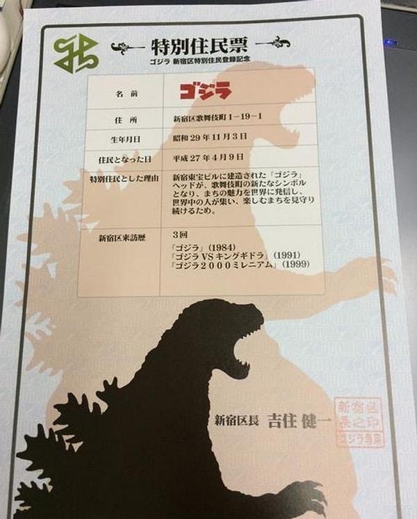 İşte Godzilla’ya verilen oturma izni belgesi: