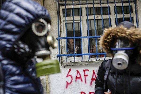 22. 1 Mayısta İstanbul Okmeydanı'ndaki maskeli eylemciler