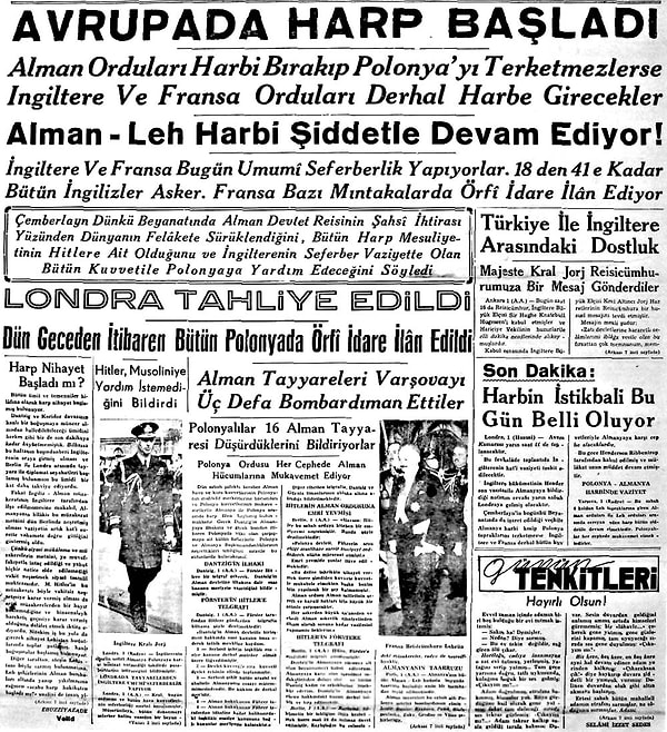 2 Eylül 1939: Avrupa'da Harp Başladı