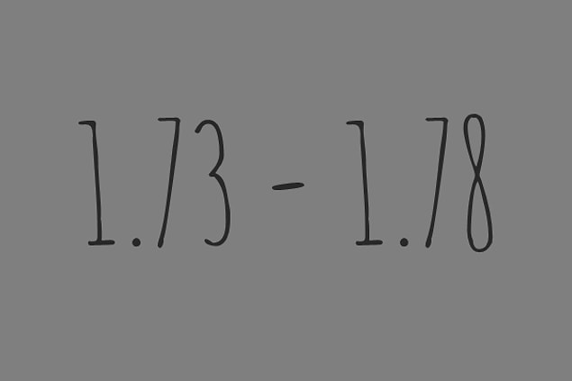 1.73 - 1.78 Arasındasın!