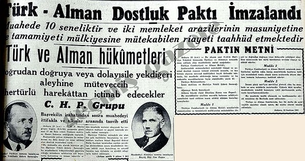 19 Haziran 1941: Türk - Alman Dostluk Paktı İmzalandı