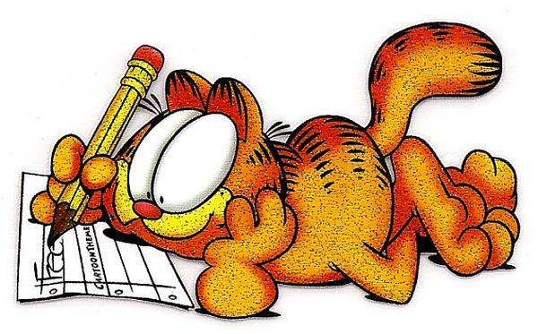 9. Garfield’ın yazı yazma yeteneği de vardır.