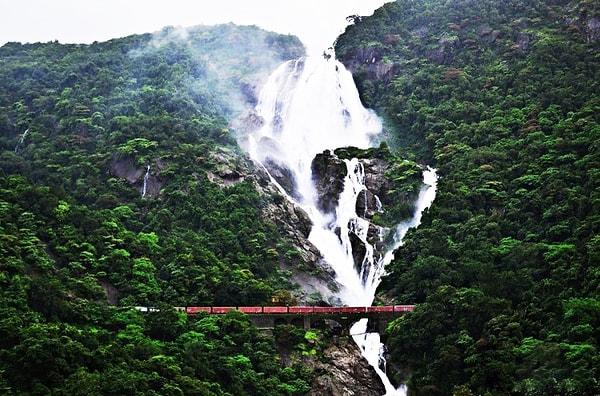 20. Veyahut Goa'daki Dudhsagar Şelalesi'nden geçen bir tren yolculuğu...
