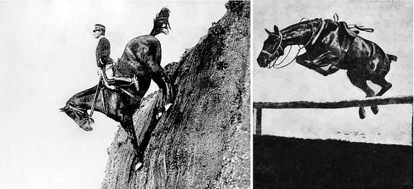 18. Federico Caprilli'nin İtalyan Süvari Okulu'nda kendinin ve atının yeteneklerini sergilerken, 1906
