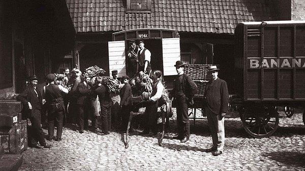 41. Norveç'e gelen ilk muzlar arabadan indirilirken, 1905