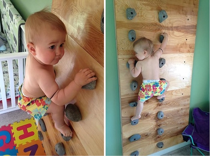 20 Aylık Bebekten Profesyonellere Taş Çıkartan Duvar Tırmanışı