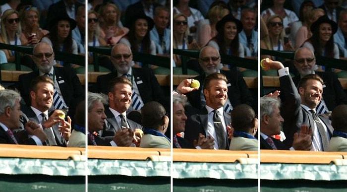 Tribüne Gelen Tenis Topunu Yakalayan David Beckham'ın Utancından Kızarması