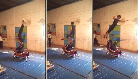 Küçük Çocuktan Kendisine Hayran Bırakan Akrobasi Gösterisi