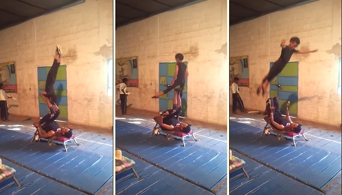 Küçük Çocuktan Kendisine Hayran Bırakan Akrobasi Gösterisi