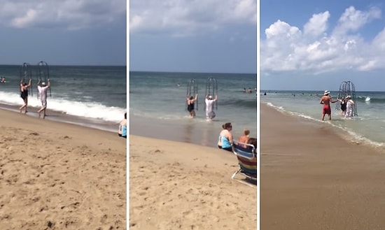 Denize Girerken Köpek Balığına Karşı Kendilerince Önlem Alan Çift