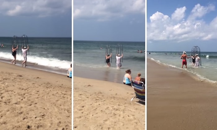 Denize Girerken Köpek Balığına Karşı Kendilerince Önlem Alan Çift