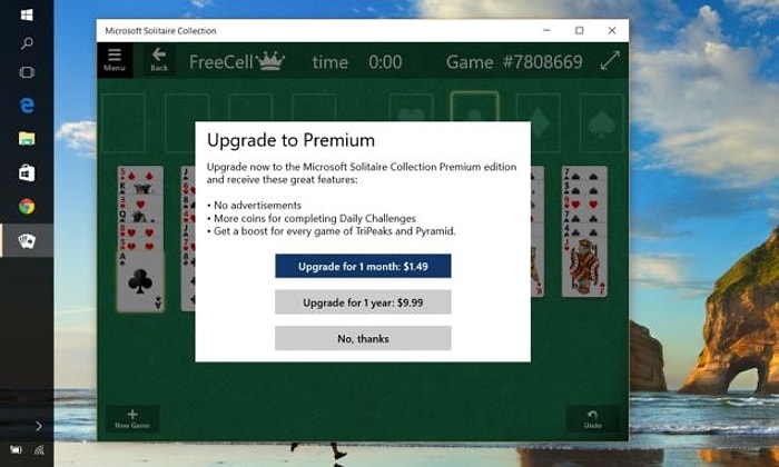 Microsoft Yeni Solitaire için Yılda 10 Dolar İstiyor!