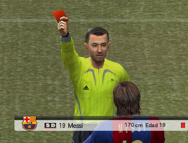 7. That "I love my red card and I have no hesitations in using it" referee from PES