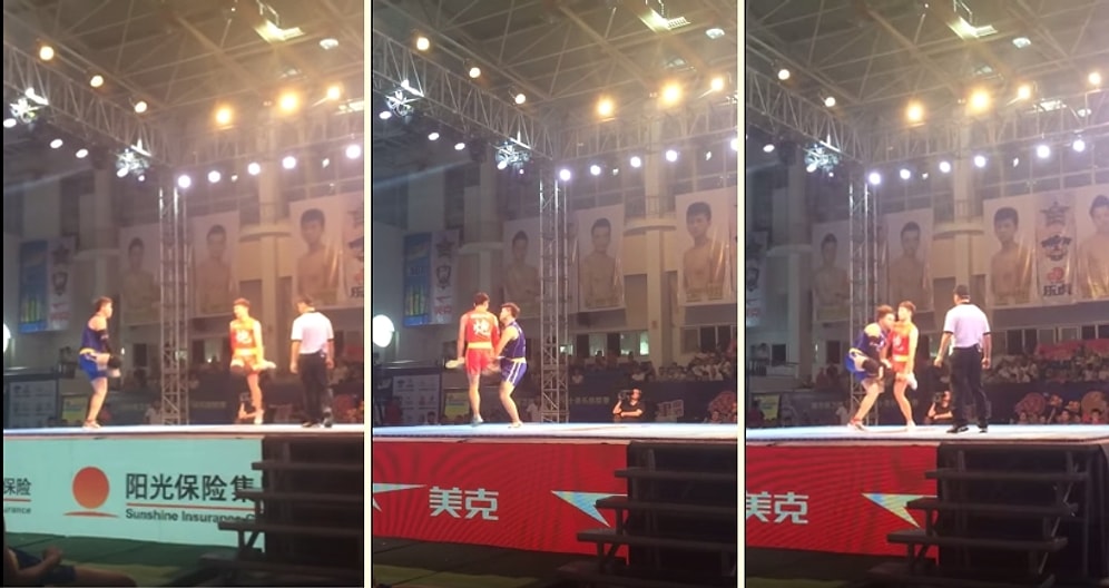 Çin'de Tek Ayak Üzerinde Sekerek Yapılan 'İlginç' Dövüş Müsabakası