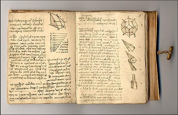 2. Da Vinci’nin ölümünden sonra insanlara kalan belki de en önemli hatıraları meşhur not defterlerinde saklıdır.