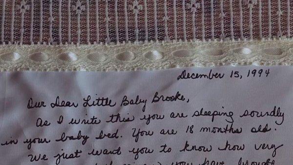Kızı Brooke henüz 18 aylık bir bebekken, Sherry Blackledge ona bir mektup yazmış.