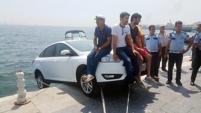 Denize Düşmek Üzere Olan Otomobile 'Türk Usulü' Kurtarma