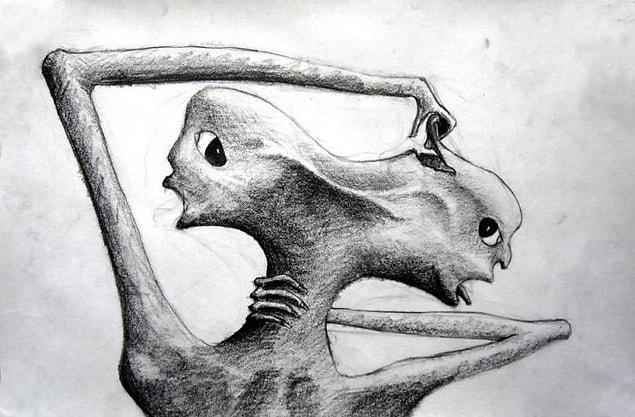 15. Paranoid şizofreni hastasının bir çizimi