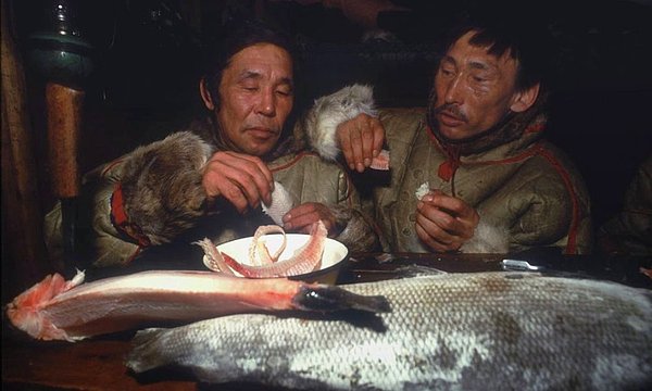 Halk, yakaladıkları balıkları dondurucuya atıyor ve ileride taze taze yemeye devam ediyor.