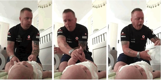 Отец превзошел самого себя, когда менял подгузники своему ребенку