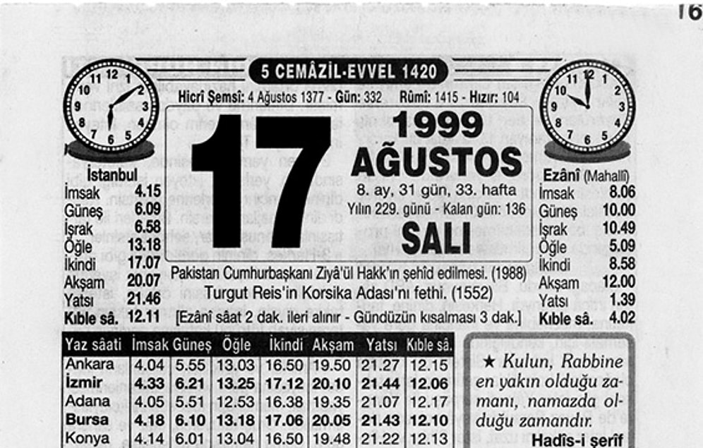 17 Ağustos 1999 Depreminin Ardından Atılan Gazete Manşetleri
