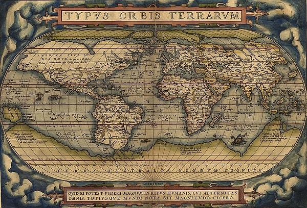 15. Abraham Ortelius'un dünya haritası (M.S. 1570)