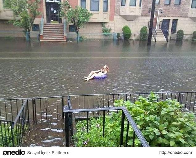 17. This teenager enjoying the flood.