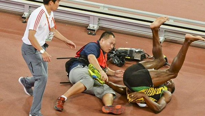 10. Kez Dünyanın En Hızlı Adamı Ünvanını Kazanan Bolt'un Ayağını Yerden Kesen Kameraman
