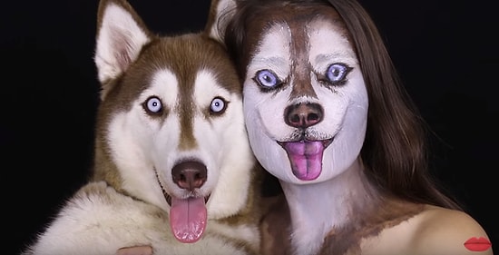 Yaptığı Makyajla Sibirya Kurduna Dönüşen Kadın Görenleri Şaşkına Çeviriyor