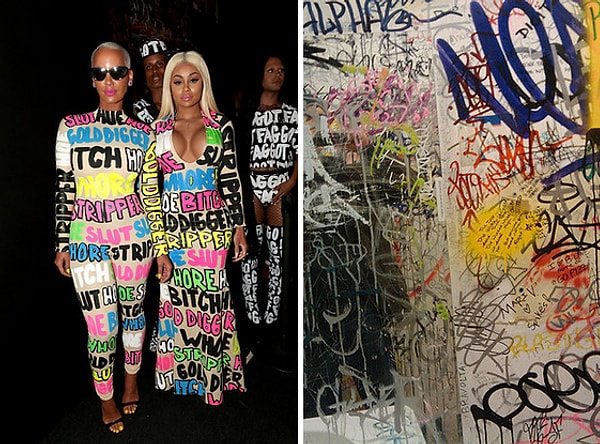 15. Стена, расписанная граффити (Эмбер Роуз и Блэк Чина)