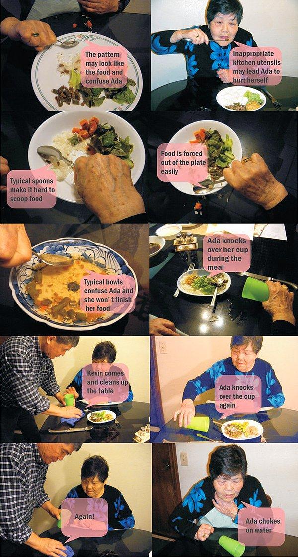 Yao'nun Eatwell koleksiyonunun, tabaklardaki kafa karıştırıcı desenler ya da bardak devirme gibi yemek sırasında özel ihtiyaçları olan insanların karşılaştıkları sıkıntılara yönelik olan, 20'nin üzerinde özelliği var.