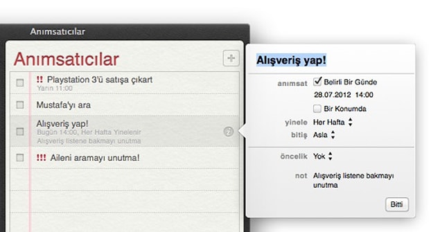 19. Telefonun anımsatıcılar uygulamasını sürekli kullanmak.