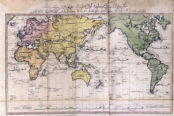 9. 1803 yılında Osmanlı İmparatorluğu'nun dünyayı görüş şeklini yansıtan bir harita