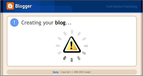 Blogger.com — Blogunuz oluşturuluyor ekranı