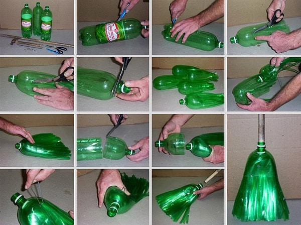 1. Gazoz şişesinden süpürge