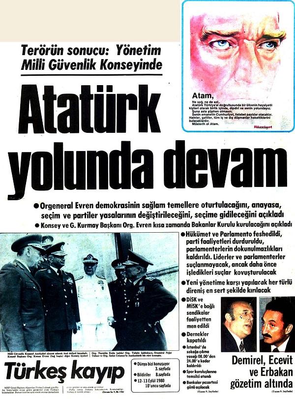 13 Eylül: Darbecilerin ilk açıklamalarından 'Atatürk yolunda devam'