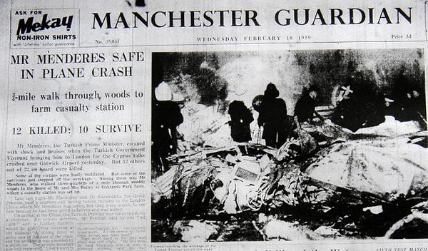 7. 1959'da İngiltere'de yaşanan bir uçak kazasından sağ kurtuldu