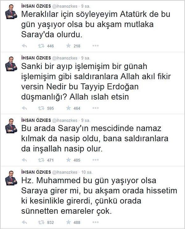 10. AKP'ye, Erdoğan'a yönelik sert tweetlerin silinmesinden ziyade, 'Saray ziyaretiyle ilgili ifadeler' daha çok dikkat çekti.